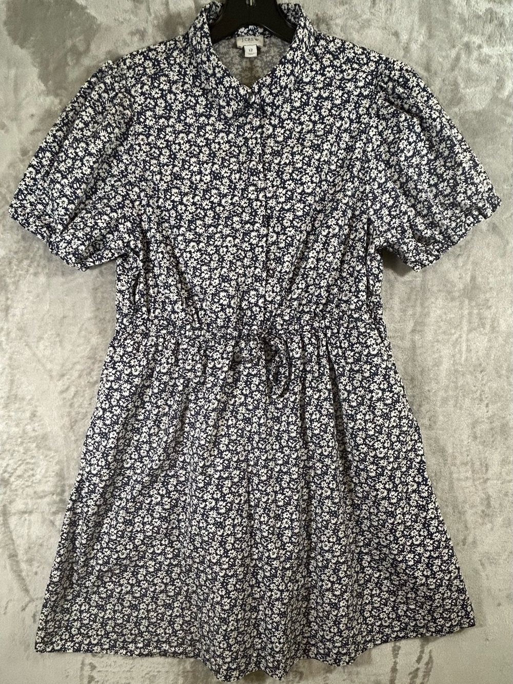 J. Crew Navy Floral Button-Front Mini Dress